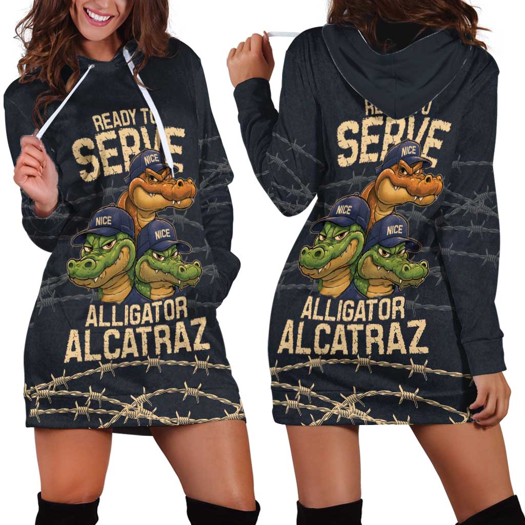 Ready To Serve Alligator Alcatraz Hoodie Dress - Wonder Print Shop