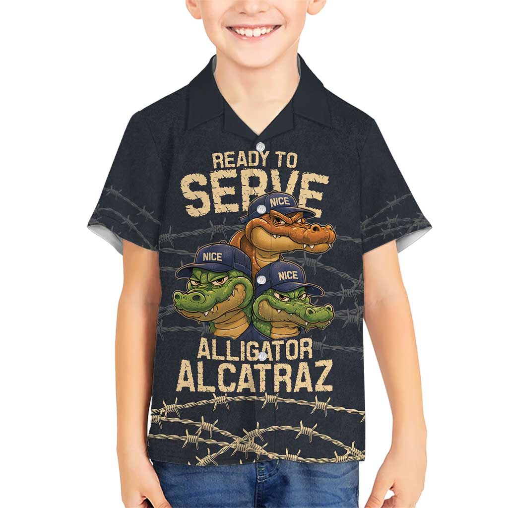 Ready To Serve Alligator Alcatraz Kid Hawaiian Shirt - Wonder Print Shop