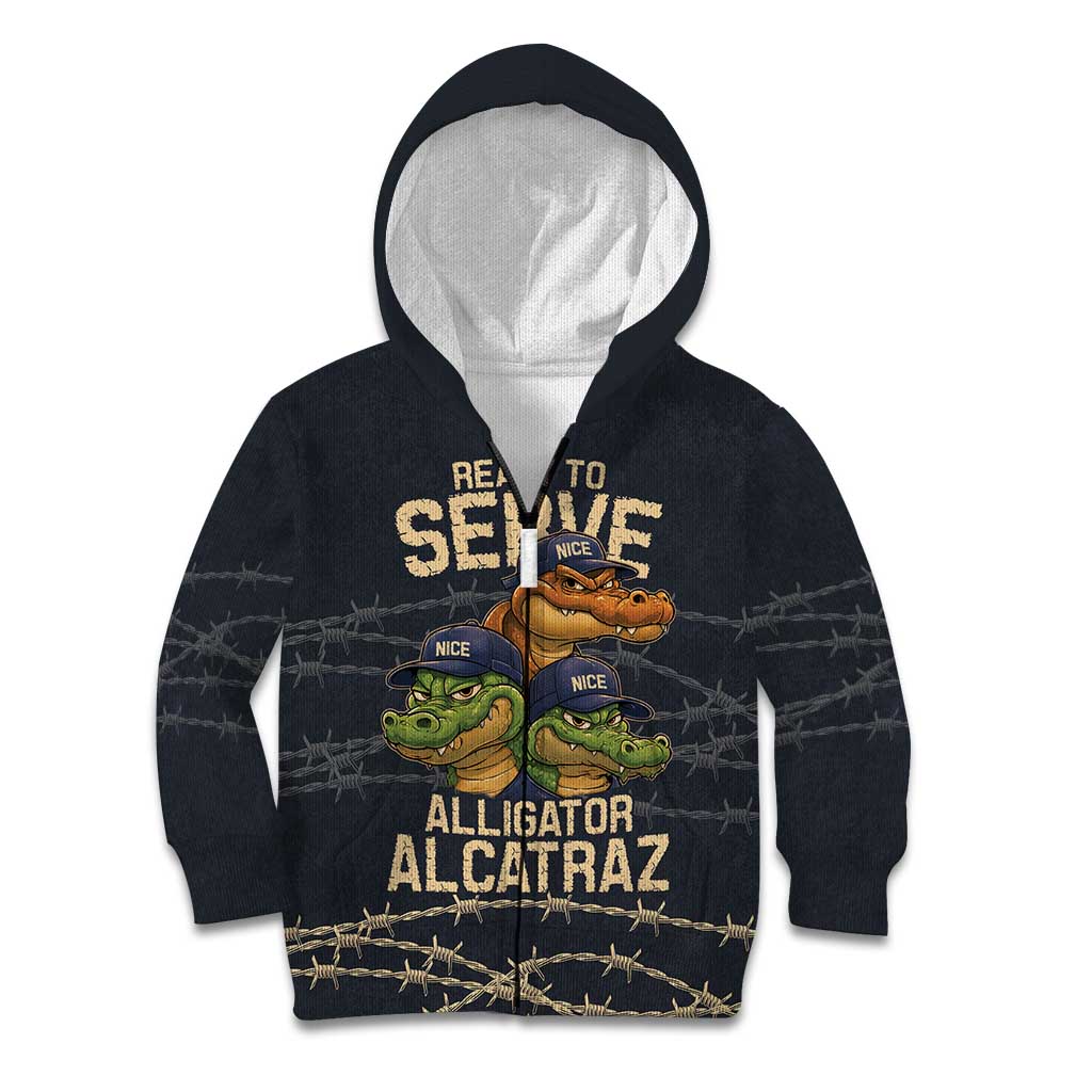 Ready To Serve Alligator Alcatraz Kid Hoodie - Wonder Print Shop