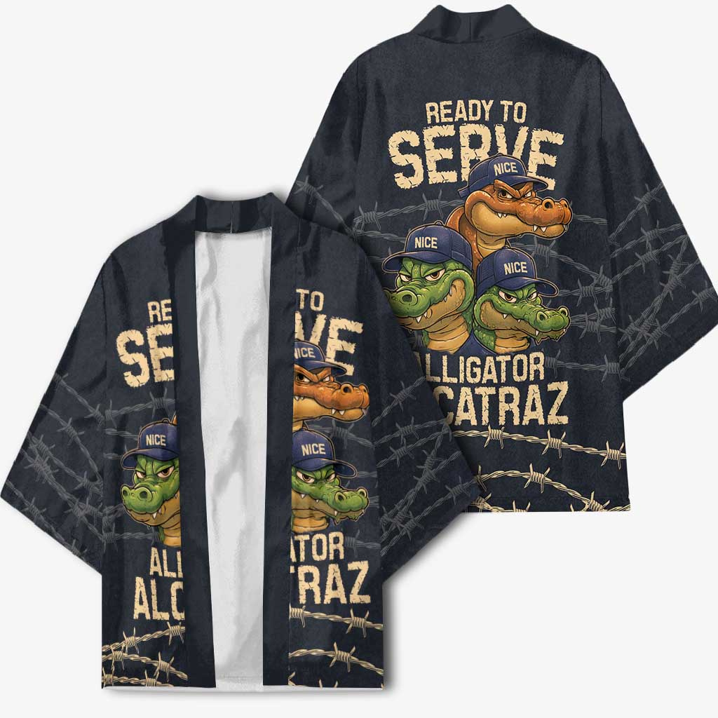 Ready To Serve Alligator Alcatraz Kimono - Wonder Print Shop