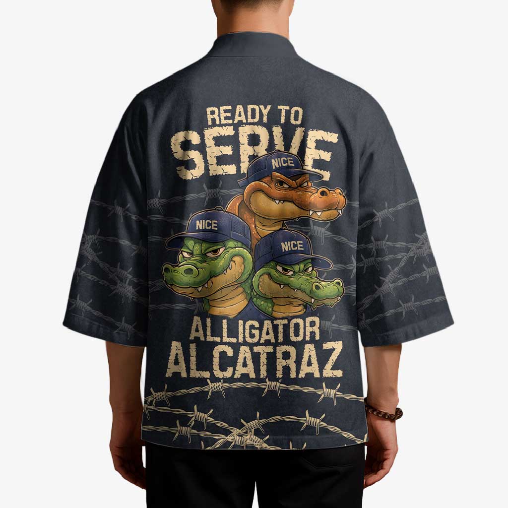 Ready To Serve Alligator Alcatraz Kimono - Wonder Print Shop