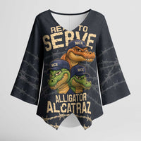 Ready To Serve Alligator Alcatraz Kimono Sleeve Blouse - Wonder Print Shop