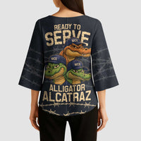 Ready To Serve Alligator Alcatraz Kimono Sleeve Blouse - Wonder Print Shop