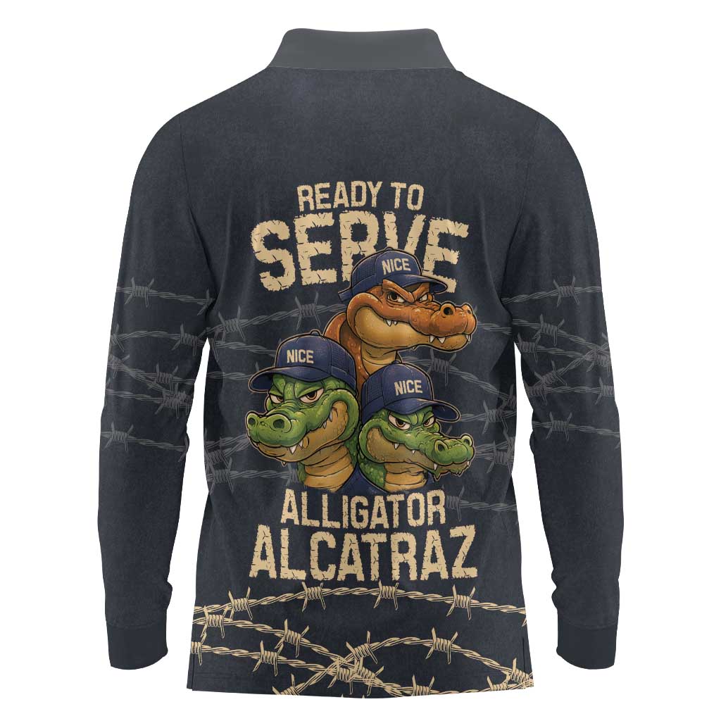 Ready To Serve Alligator Alcatraz Long Sleeve Polo Shirt - Wonder Print Shop