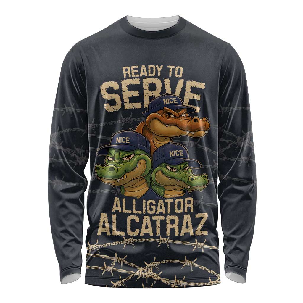 Ready To Serve Alligator Alcatraz Long Sleeve Shirt - Wonder Print Shop