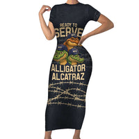Ready To Serve Alligator Alcatraz Short Sleeve Bodycon Dress - Wonder Print Shop