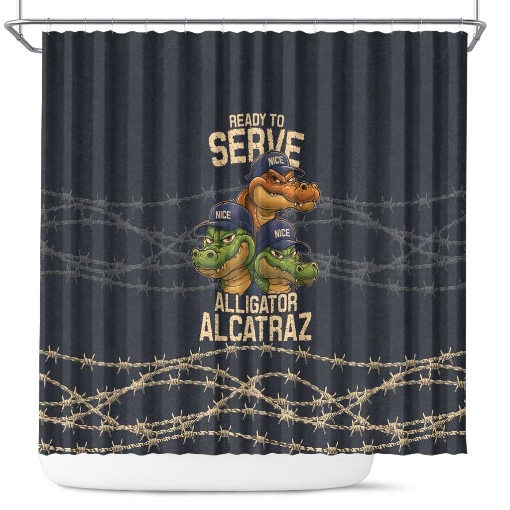 Ready To Serve Alligator Alcatraz Shower Curtain - Wonder Print Shop
