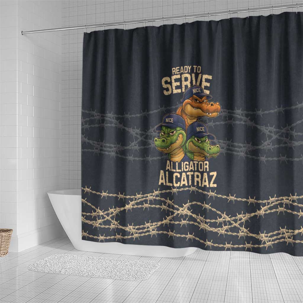 Ready To Serve Alligator Alcatraz Shower Curtain - Wonder Print Shop