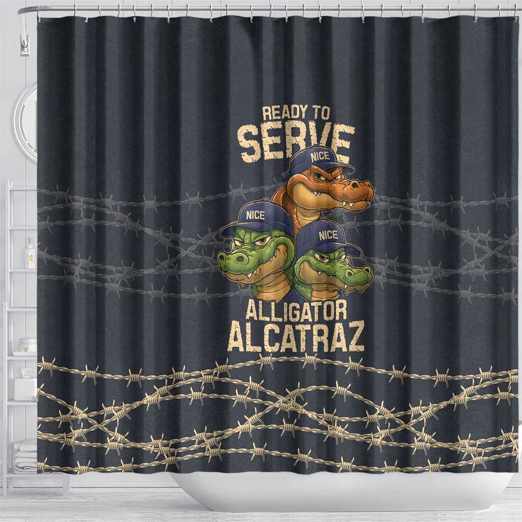 Ready To Serve Alligator Alcatraz Shower Curtain - Wonder Print Shop