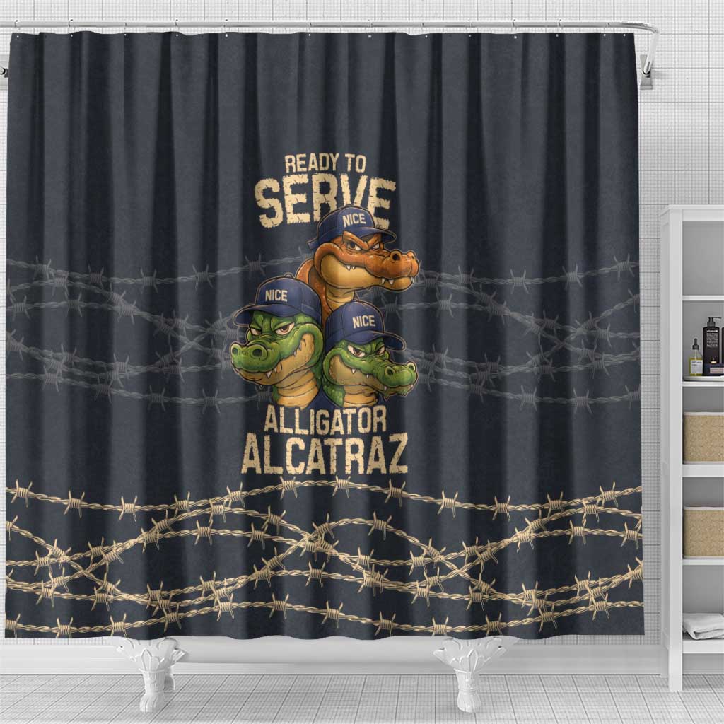Ready To Serve Alligator Alcatraz Shower Curtain - Wonder Print Shop