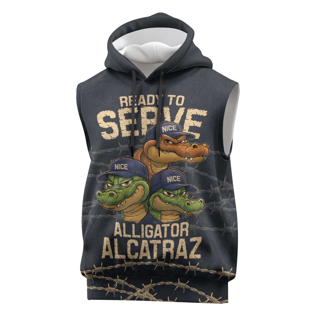 Ready To Serve Alligator Alcatraz Sleeveless Hoodie - Wonder Print Shop