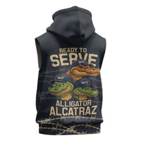 Ready To Serve Alligator Alcatraz Sleeveless Zip Hoodie - Wonder Print Shop