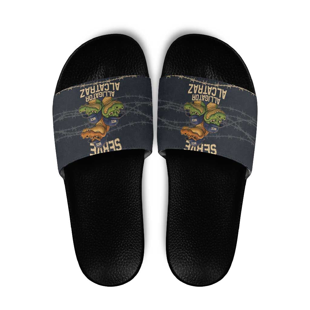 Ready To Serve Alligator Alcatraz Slide Sandals - Wonder Print Shop