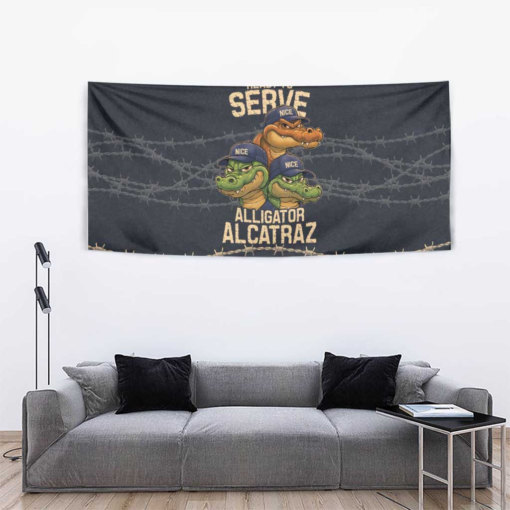 Ready To Serve Alligator Alcatraz Tapestry - Wonder Print Shop