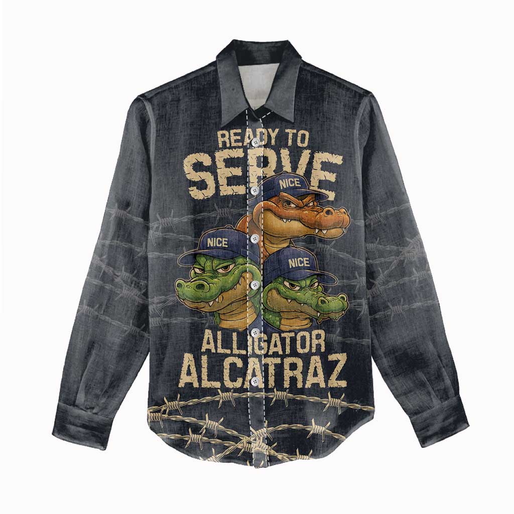 Ready To Serve Alligator Alcatraz Women Casual Shirt - Wonder Print Shop