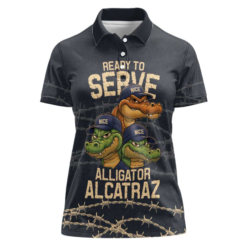 Ready To Serve Alligator Alcatraz Women Polo Shirt - Wonder Print Shop