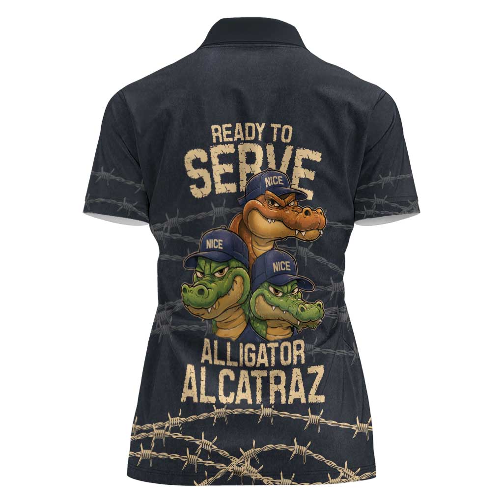 Ready To Serve Alligator Alcatraz Women Polo Shirt - Wonder Print Shop