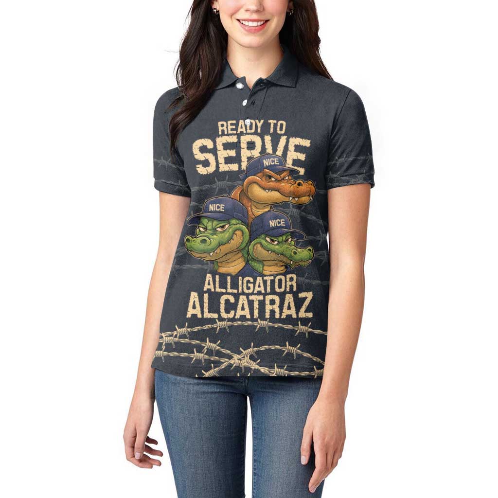 Ready To Serve Alligator Alcatraz Women Polo Shirt - Wonder Print Shop