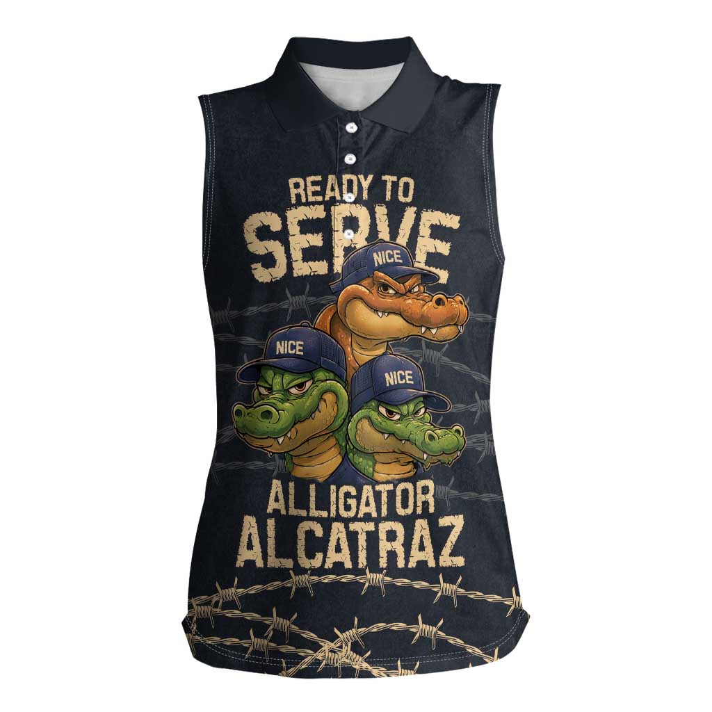 Ready To Serve Alligator Alcatraz Women Sleeveless Polo Shirt - Wonder Print Shop