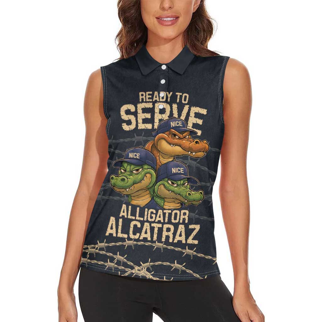 Ready To Serve Alligator Alcatraz Women Sleeveless Polo Shirt - Wonder Print Shop