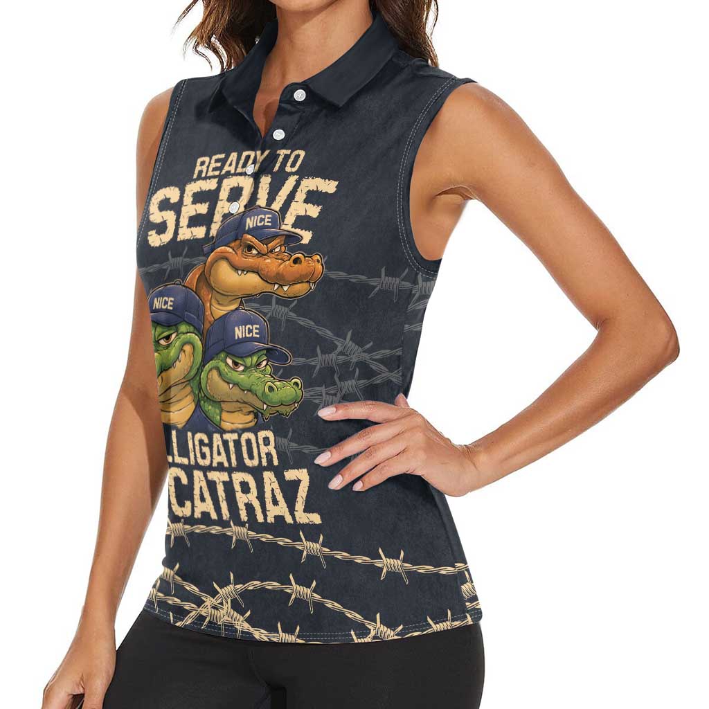 Ready To Serve Alligator Alcatraz Women Sleeveless Polo Shirt - Wonder Print Shop