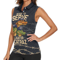 Ready To Serve Alligator Alcatraz Women Sleeveless Polo Shirt - Wonder Print Shop