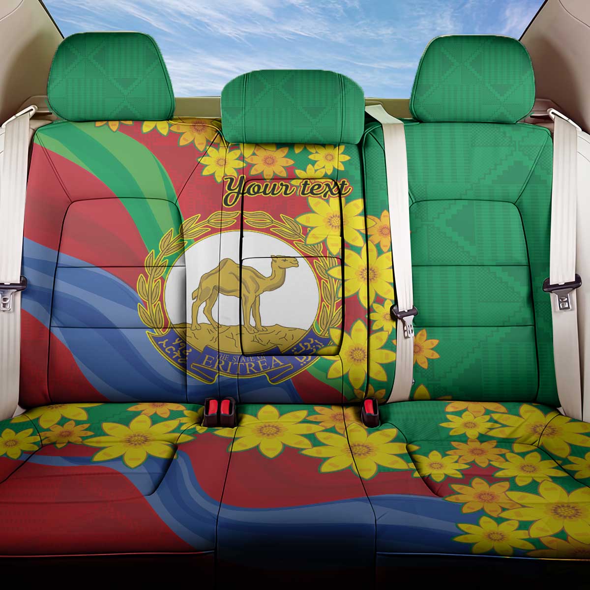 Eritrea New Year Personalized Back Car Seat Cover Enkutatash Adey Abeba Flower Art LT9 - Wonder Print Shop