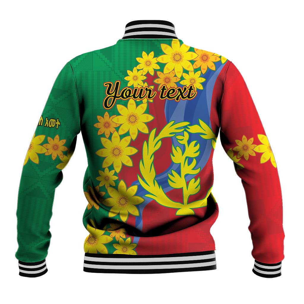 Eritrea New Year Personalized Baseball Jacket Enkutatash Adey Abeba Flower Art LT9 - Wonder Print Shop