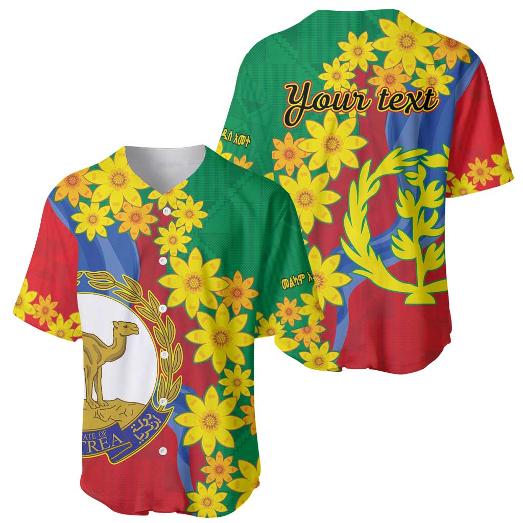 Eritrea New Year Personalized Baseball Jersey Enkutatash Adey Abeba Flower Art LT9 - Wonder Print Shop