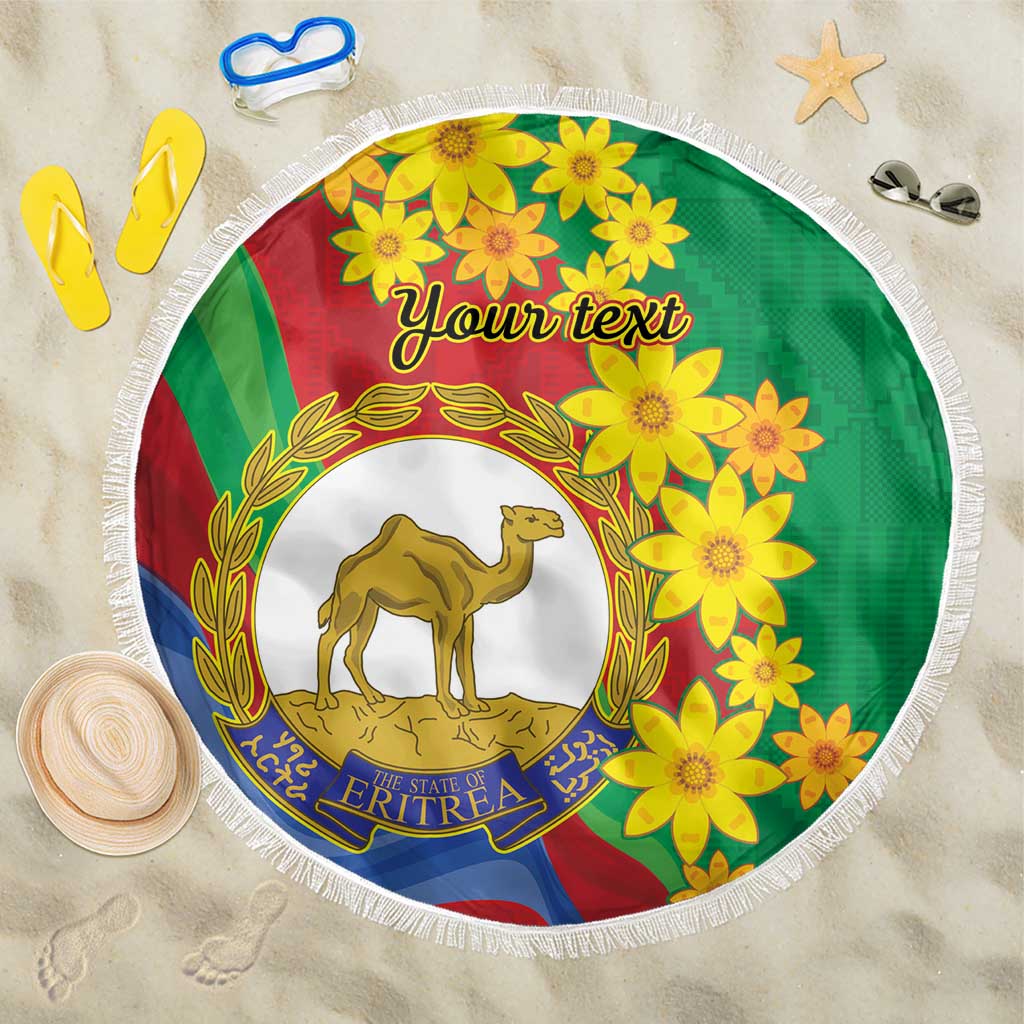 Eritrea New Year Personalized Beach Blanket Enkutatash Adey Abeba Flower Art LT9 - Wonder Print Shop