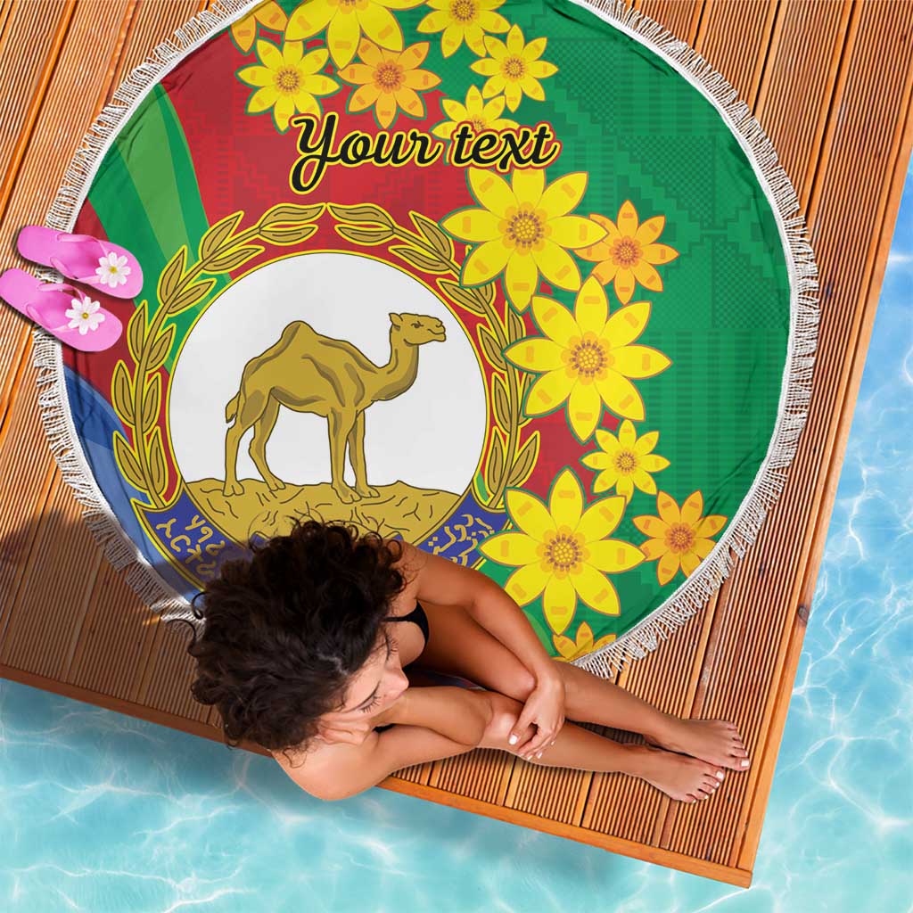 Eritrea New Year Personalized Beach Blanket Enkutatash Adey Abeba Flower Art LT9 - Wonder Print Shop