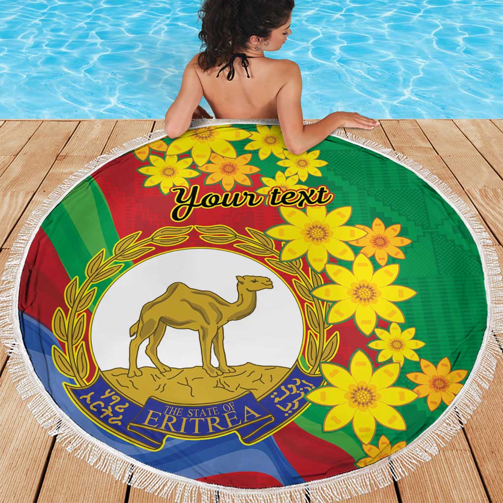 Eritrea New Year Personalized Beach Blanket Enkutatash Adey Abeba Flower Art LT9 - Wonder Print Shop