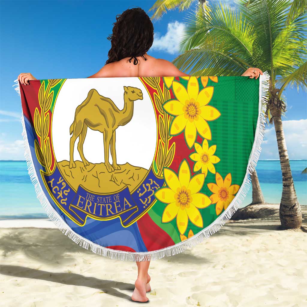 Eritrea New Year Personalized Beach Blanket Enkutatash Adey Abeba Flower Art LT9 - Wonder Print Shop