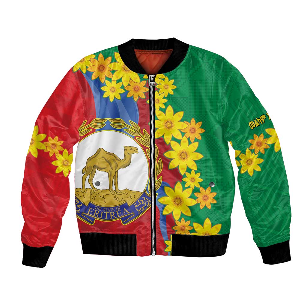 Eritrea New Year Personalized Bomber Jacket Enkutatash Adey Abeba Flower Art LT9 - Wonder Print Shop