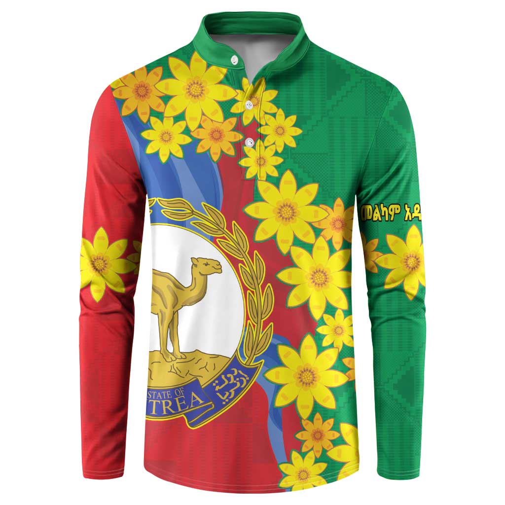 Eritrea New Year Personalized Button Sweatshirt Enkutatash Adey Abeba Flower Art LT9 - Wonder Print Shop