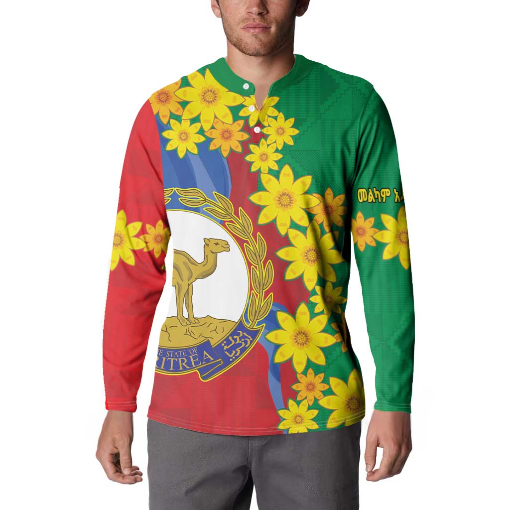 Eritrea New Year Personalized Button Sweatshirt Enkutatash Adey Abeba Flower Art LT9 - Wonder Print Shop