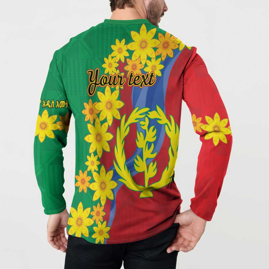 Eritrea New Year Personalized Button Sweatshirt Enkutatash Adey Abeba Flower Art LT9 - Wonder Print Shop
