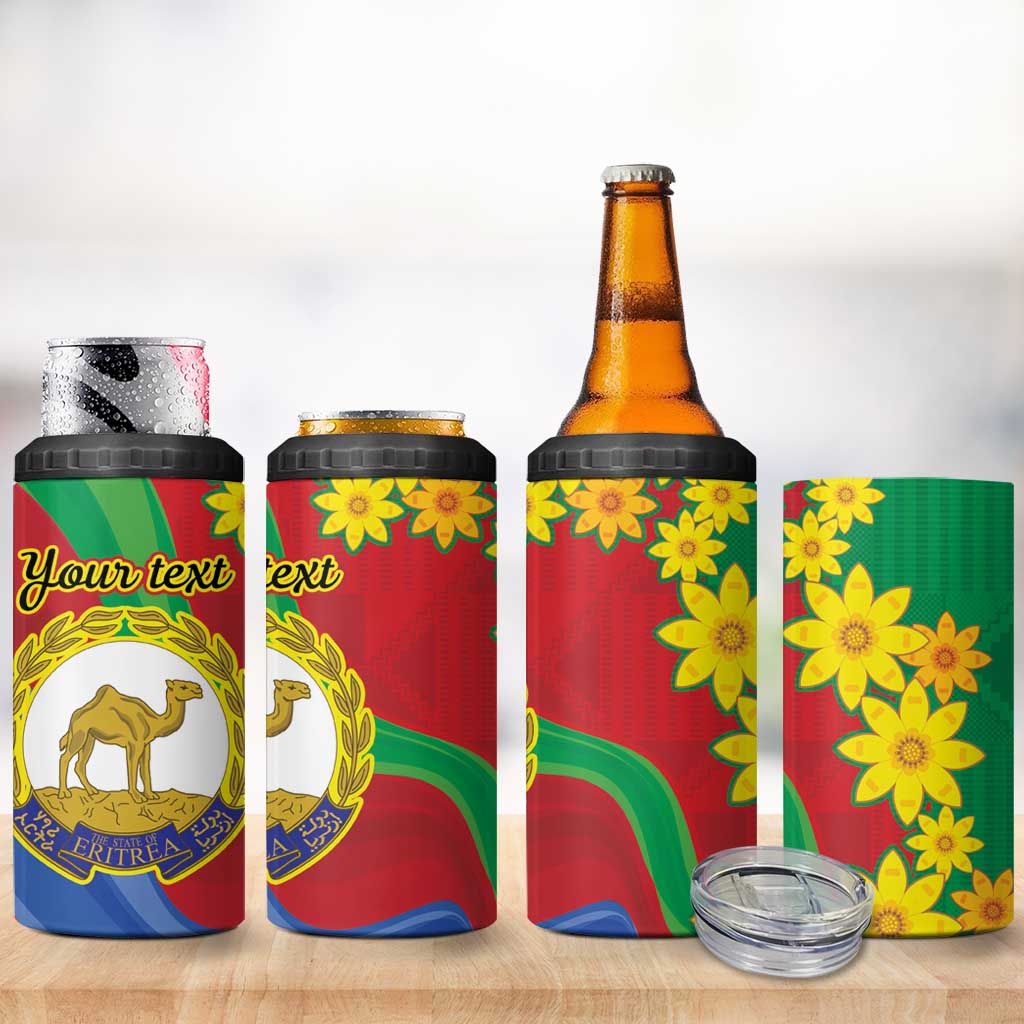 Eritrea New Year Personalized 4 in 1 Can Cooler Tumbler Enkutatash Adey Abeba Flower Art LT9 - Wonder Print Shop