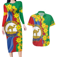 Eritrea New Year Personalized Couples Matching Long Sleeve Bodycon Dress and Hawaiian Shirt Enkutatash Adey Abeba Flower Art LT9 - Wonder Print Shop