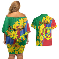 Eritrea New Year Personalized Couples Matching Off Shoulder Short Dress and Hawaiian Shirt Enkutatash Adey Abeba Flower Art LT9 - Wonder Print Shop