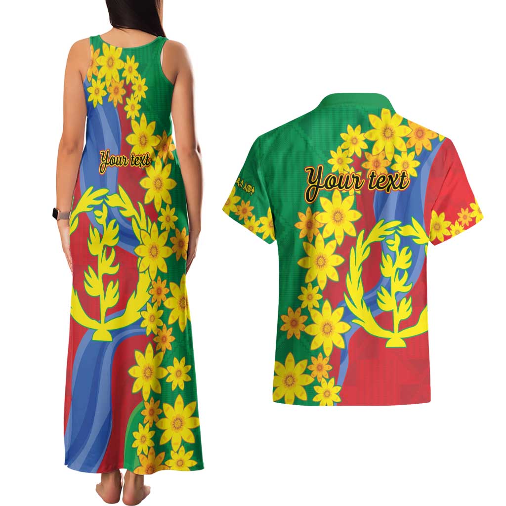 Eritrea New Year Personalized Couples Matching Tank Maxi Dress and Hawaiian Shirt Enkutatash Adey Abeba Flower Art LT9 - Wonder Print Shop
