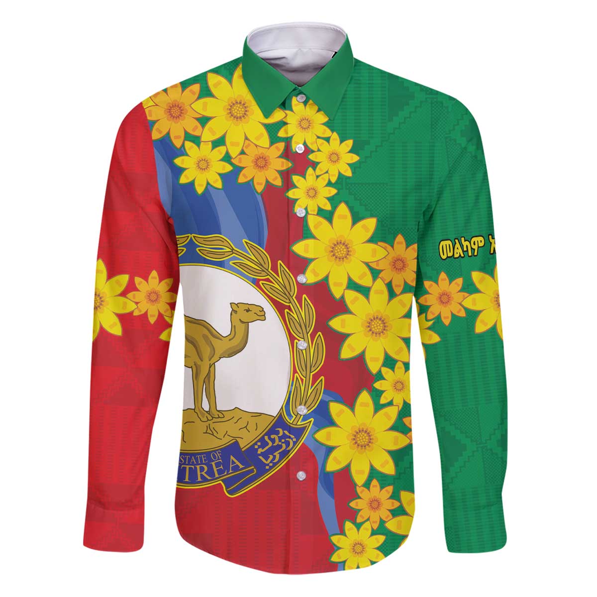 Eritrea New Year Personalized Family Matching Puletasi and Hawaiian Shirt Enkutatash Adey Abeba Flower Art - Wonder Print Shop