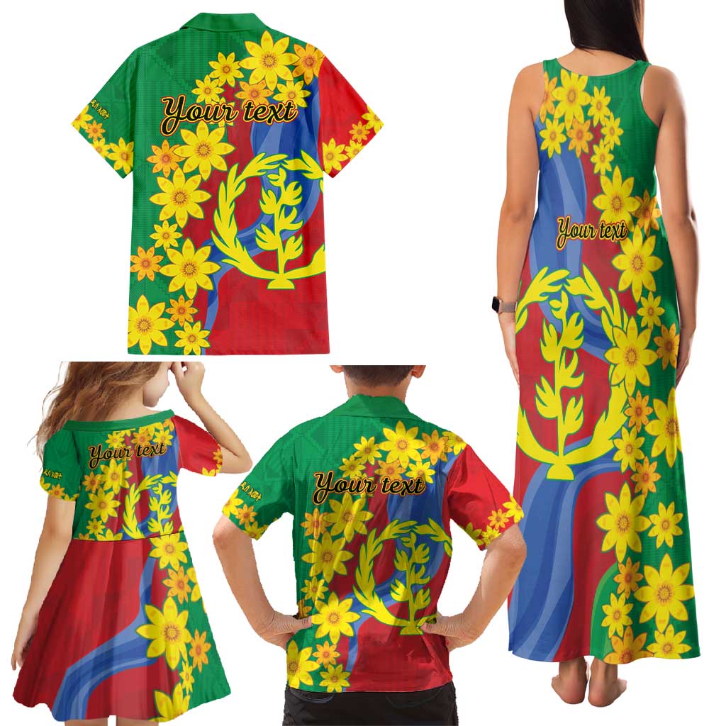 Eritrea New Year Personalized Family Matching Tank Maxi Dress and Hawaiian Shirt Enkutatash Adey Abeba Flower Art - Wonder Print Shop