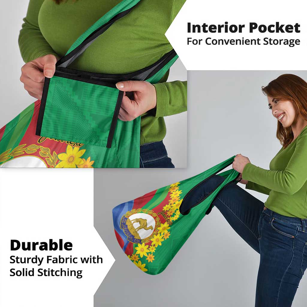 Eritrea New Year Personalized Grocery Bag Enkutatash Adey Abeba Flower Art