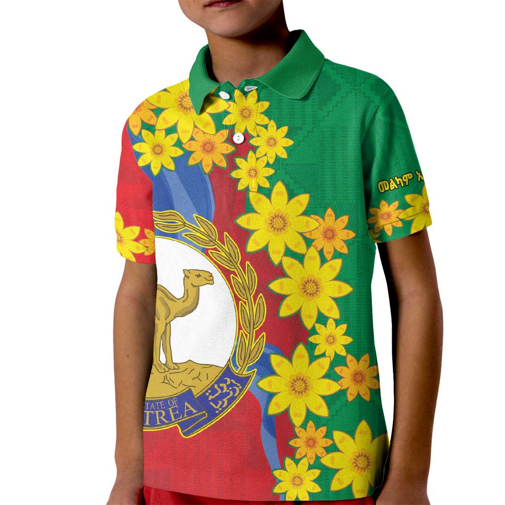 Eritrea New Year Personalized Kid Polo Shirt Enkutatash Adey Abeba Flower Art - Wonder Print Shop
