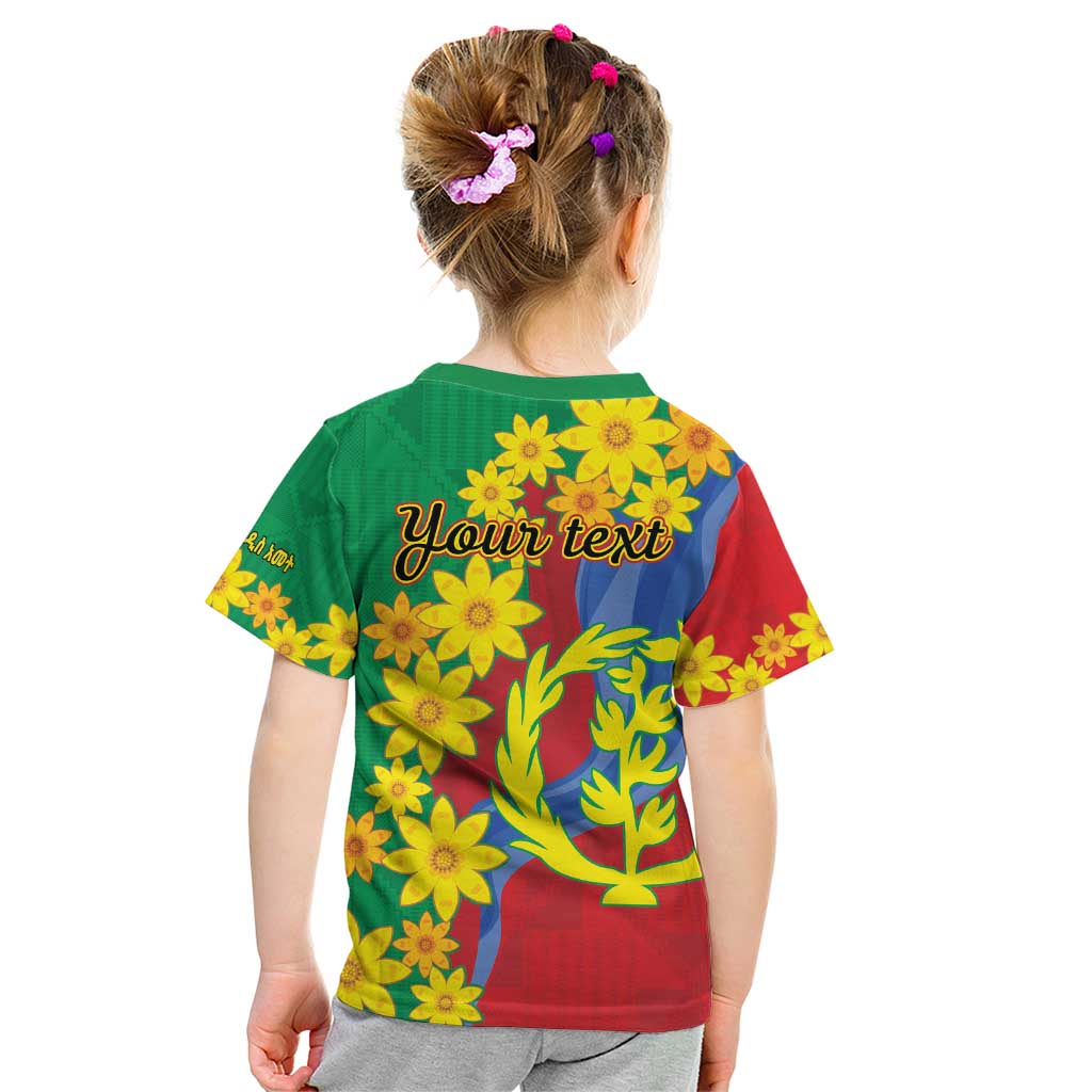 Eritrea New Year Personalized Kid T Shirt Enkutatash Adey Abeba Flower Art - Wonder Print Shop