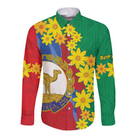 Eritrea New Year Personalized Long Sleeve Button Shirt Enkutatash Adey Abeba Flower Art - Wonder Print Shop