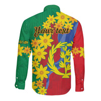 Eritrea New Year Personalized Long Sleeve Button Shirt Enkutatash Adey Abeba Flower Art - Wonder Print Shop