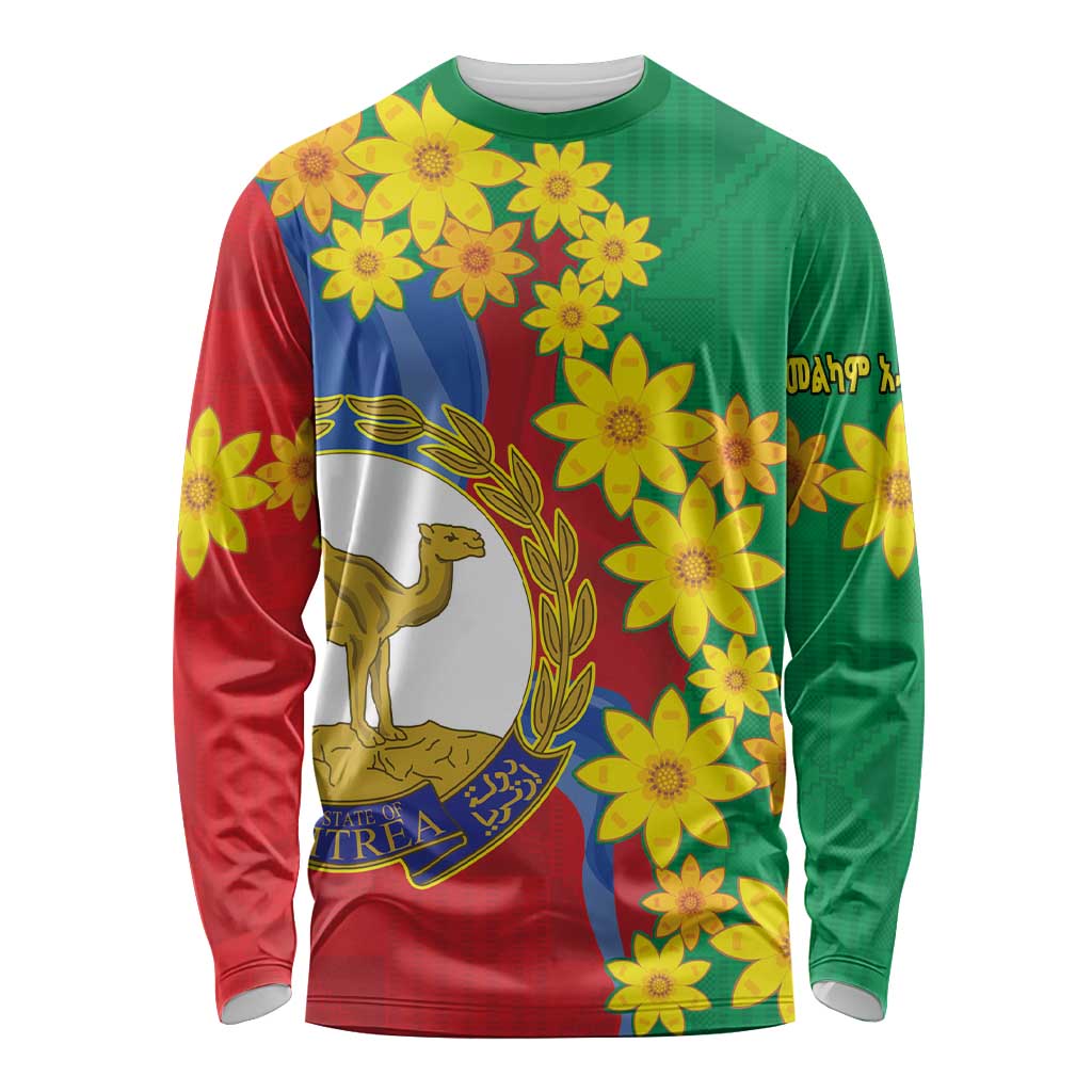 Eritrea New Year Personalized Long Sleeve Shirt Enkutatash Adey Abeba Flower Art - Wonder Print Shop