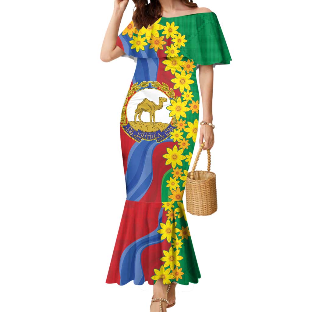 Eritrea New Year Personalized Mermaid Dress Enkutatash Adey Abeba Flower Art - Wonder Print Shop